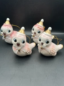 4er Set Zielscheibe Wondershop Retro Weihnachten rosa Vogel Ornamente Keramik Gold 2022 - Bild 1 von 13