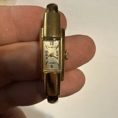 Reloj brazalete vintage Sheffield relleno de oro con bisagras para mujer cuerda manual funcionando Foto 1 de 4