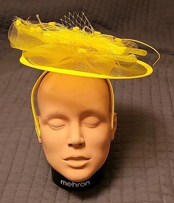 Fancy Yellow Hair Piece Hat Halloween Dress Up - Image 1 of 3