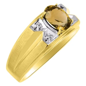 Rylos 14k Yellow Gold Ring Citrine & Diamond 8X6MM Gemstone November Birthstone - Picture 1 of 3