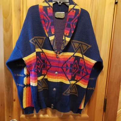 Vntg Pendleton Western Wear Cardigan Sweater Shawl Collar Aztec Double Labeled M - Image 1 of 4