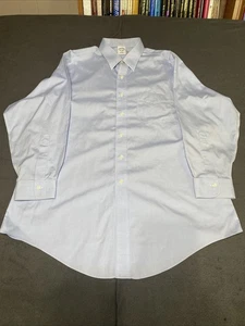 Brooks Brothers 17 1/2 33 hellblaues Hemd Langarm Knopfleiste - Bild 1 von 13