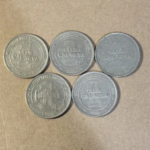 Vintage 1979 Cal Neva Casino & Comstock Metal Poker Chips Retired X5 - Picture 1 of 11