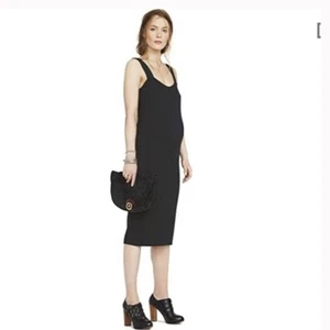Hatch Maternity Sz 1 4/6 Sonia Ribbed Knit Wool Midi Dress Black - Picture 1 of 9