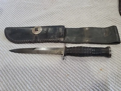 Cuchillo de Lucha Imperial Marcado Hoja Rara M-3 Segunda Guerra Mundial EE. UU. Vaina Arte Trinchera Foto 1 de 4