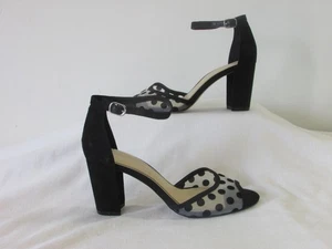 Jessica Simpson schwarze offene Zehenpartie Pumps Blockabsatz seitliche Schnalle Knöchelriemen Größe 7 - Bild 1 von 5
