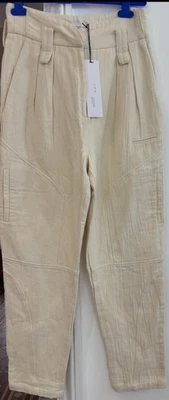 Pantalones largos de algodón crudo IRO Paris Parly talla 36 UK8 nuevos Foto 1 de 4
