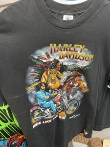 Vintage Harley Davidson Ride Like The Wind 1991 Single Stitch T-Shirt Large Denver - Bild 1 von 5