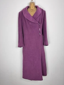 Alex & Co Purple Wool Angora Blend Wrap Over Coat UK 16 EU 42 Longline Elegant - Picture 1 of 17