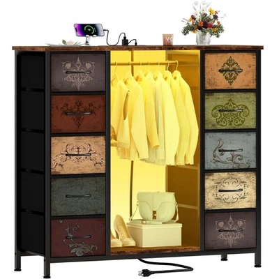 Cómoda para Dormitorio con Estante Colgante, Soporte TV de 10 Cajones con Estado de Carga... Foto 1 de 4