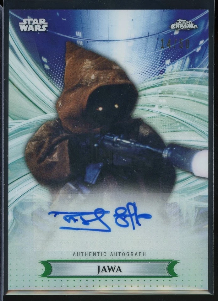 2019 Topps Chrome Star Wars Autographs Green Refractors #RG R. Goffe as Jawa /50 - Image 1 of 2