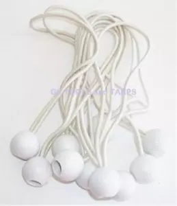 6" White Ball Bungees Elastic Cord Plastic Ball Tarp Canopy Attachment 25pc Lot - Picture 1 of 2