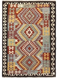 Wool Area Afghan Modern Handmade Chobi Kilim Rug By Afghan Artisan 193x120cm - Picture 1 of 2