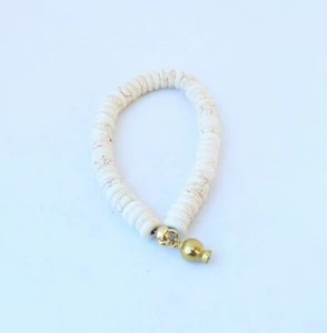 Calligraphy Single Row WHITE Dangled Pomegranate Golden Stainless Steel Bracelet - Picture 1 of 7
