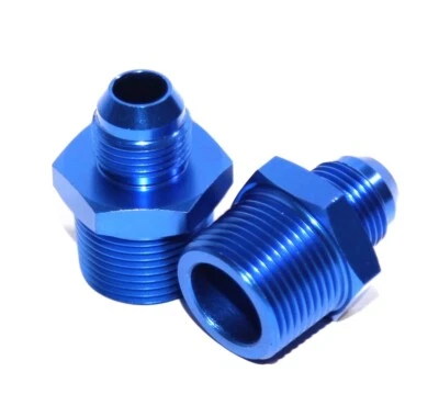 Adaptador de montaje anodizado de aluminio con rosca macho NPT de 2 piezas 8an an-8 a 3/4" AZUL Foto 1 de 4