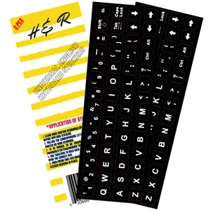 2 SZT ANGIELSKIE NAKLEJKI NA KLAWIATURĘ Czarne QWERTY Klawiatura Desktop Laptop Komputer, PC - Zdjęcie 1 z 5