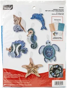 Bucilla Felt Ornaments Applique Kit 4X3.75 Set Of 6-Under The Sea (Pack of 1) - Picture 1 of 1