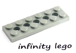 6 LEGO Vintage Technic Old Light Grey Plate 2 x 6 with Holes (32001) - 6 Pieces - Picture 1 of 1