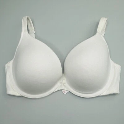 Cacique Boost Plunge Bra 38DD White Cotton Blend Underwire NWOT - Image 1 of 4