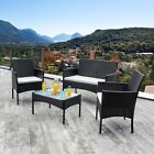 Rattan Garden Furniture 4 Piece Set Black Outdoor Chairs Table Sofa Conservatory