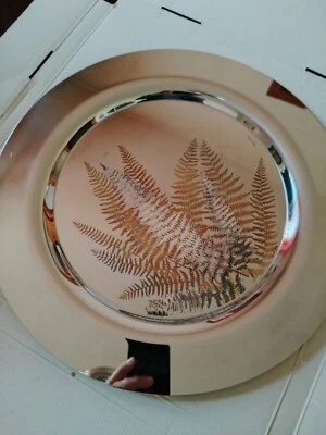 Vassoio SAMBONET linea Graffiti anni '70/80 Acciaio disegno in  argento e ottone - Immagine 1 di 4