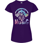 Music Skull With Headphones Dance Tekno Womens Petite Cut T-Shirt