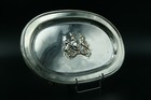 ROYAL COAT OF ARMS OF THE UK SIVERPLATED COPPER OVAL TRAY VALENTI MADE in SPAIN
