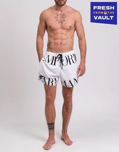 EMPORIO ARMANI Swim Shorts IT52 US42 UK42 XL Two-Tone White Drawstring - Imagen 1 de 6