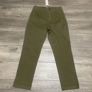 Alex Mill Women's Boy Pleated Chino Pants in Deep Olive Green Sz 0 NWT - Picture 1 of 8