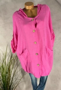 NEU leichte sommer Jacke Kapuze Italy Leinenoptik PINK 40 42 44 - Bild 1 von 7