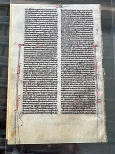 ca 1250 medieval vellum bible leaf proverbs Paris 4 chapters scroll work blue - Picture 1 of 6