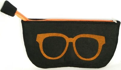NUEVO Estuche Suave Fuerte Fieltro NEGRO/NARANJA con Cremallera para Todas las Gafas de Sol Anteojos Foto 1 de 4