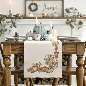 Runner Table Automne Citrouille En Gobelin Déco Halloween 45x140cm 6950 - Imagen 1 de 4