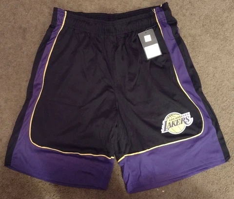 UNK Los Angeles Lakers Shorts. NWT. Blk/Purple/Gold. Sizes - Med. MSRP $40 Cover