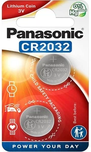 CR2032 Panasonic - Pack 2 Celdas de Moneda Litio Batería 3V Llaveros Coche Juguetes Control Remoto - Imagen 1 de 6