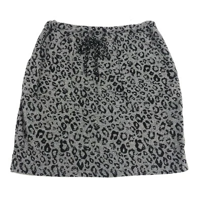 Saia feminina Sundry com estampa de leopardo sábado tamanho P bolsos cinza elástico preta - Imagem 1 de 4