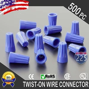 (500) Blau Twist-On Draht Stecker Verbindungsmuttern 22-14 Stärke Laufschraube USA - Bild 1 von 5