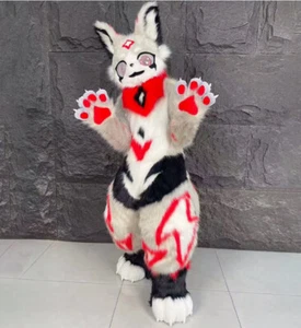 Long Fur Husky Dog Fox Mascot Costume Fursuit Halloween Suit Cosplay 426# - Picture 1 of 3