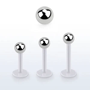 Steel Screw On Ball Bio Flex Labret Ear Tragus 16g 6mm 8mm 10mm Ball 3 4 5mm #S3 - Picture 1 of 1