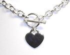Heart Charm Toggle Link Solid Silver Necklace 16 And Bracelet 7 Set 66 Grams