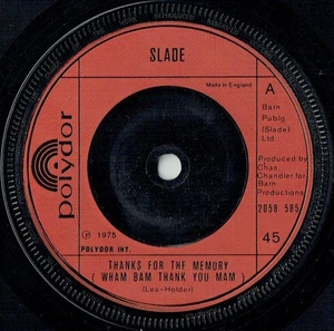 SLADE -- Thanks for the Memory ( UK im Firmenlochcover ) - Imagen 1 de 1