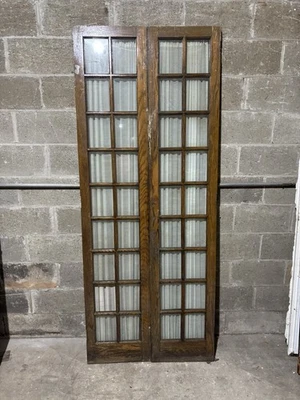 ~ PUERTAS FRANCESAS ANTIGUAS CASTAÑO 36 LITE DOBLE ENTRADA ~ 33,5 X 82,75 ~ SALVAMENTO Foto 1 de 4