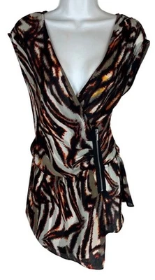 Top BEBE Surplice Cintura Elástica Cremallera S Marrón Gris Naranja Negro Azul Cierre de Cremallera Foto 1 de 4