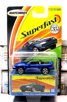 Matchbox 35 años Superfast 2004 n.º Ford SVT Mustang Cobra 66 ¡azul copo de metal! Foto 1 de 4