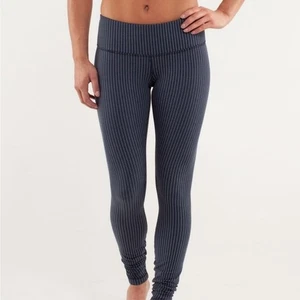 Lululemon Wunder Under Leggings Women’s Size 4 Pinstripe Athleisure Soft - Picture 1 of 8