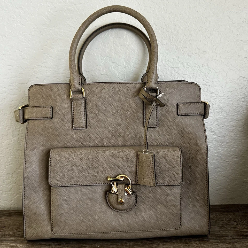 Michael Kors Emma Large Saffiano Leather Tote 30h6sent3l Dark Dune