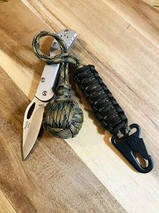 1.5” Monkey Fist Paracord Keychain Steel Ball Bearing Multicamo/OD Green - Picture 1 of 5