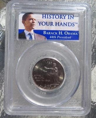 PCGS Barack Obama History in Your Hands 2008 p Hawaii Quarter with free shipping - Image 1 of 2