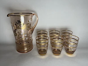 Bohemia Wein Saft Krug Karaffe + 6 Gläser Set Vintage 60er Jahre - Neuwertig - Bild 1 von 9