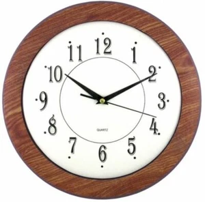 Timekeeper 12" Durchmesser braun Holzimitat Wanduhr Stunde Min Sek von USA Verkäufer - Bild 1 von 1